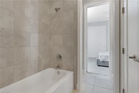 a bathroom with a bathtub