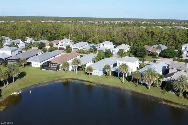 a view of a lake with houses
