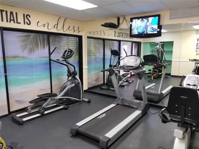 a room with gym equipment