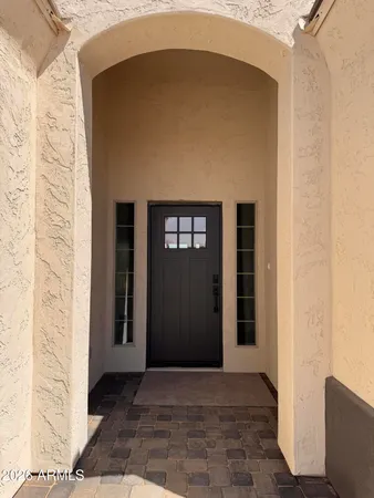 a front view of a house with an outdoor space