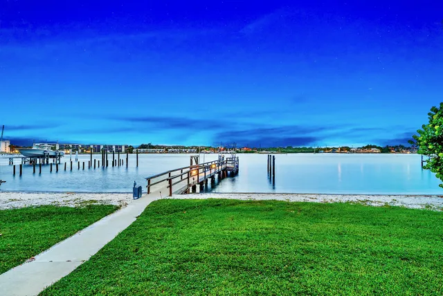 a view of a house next to a yard with palm trees