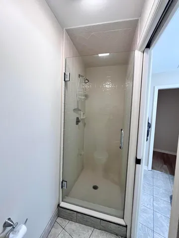 a bathroom with a shower