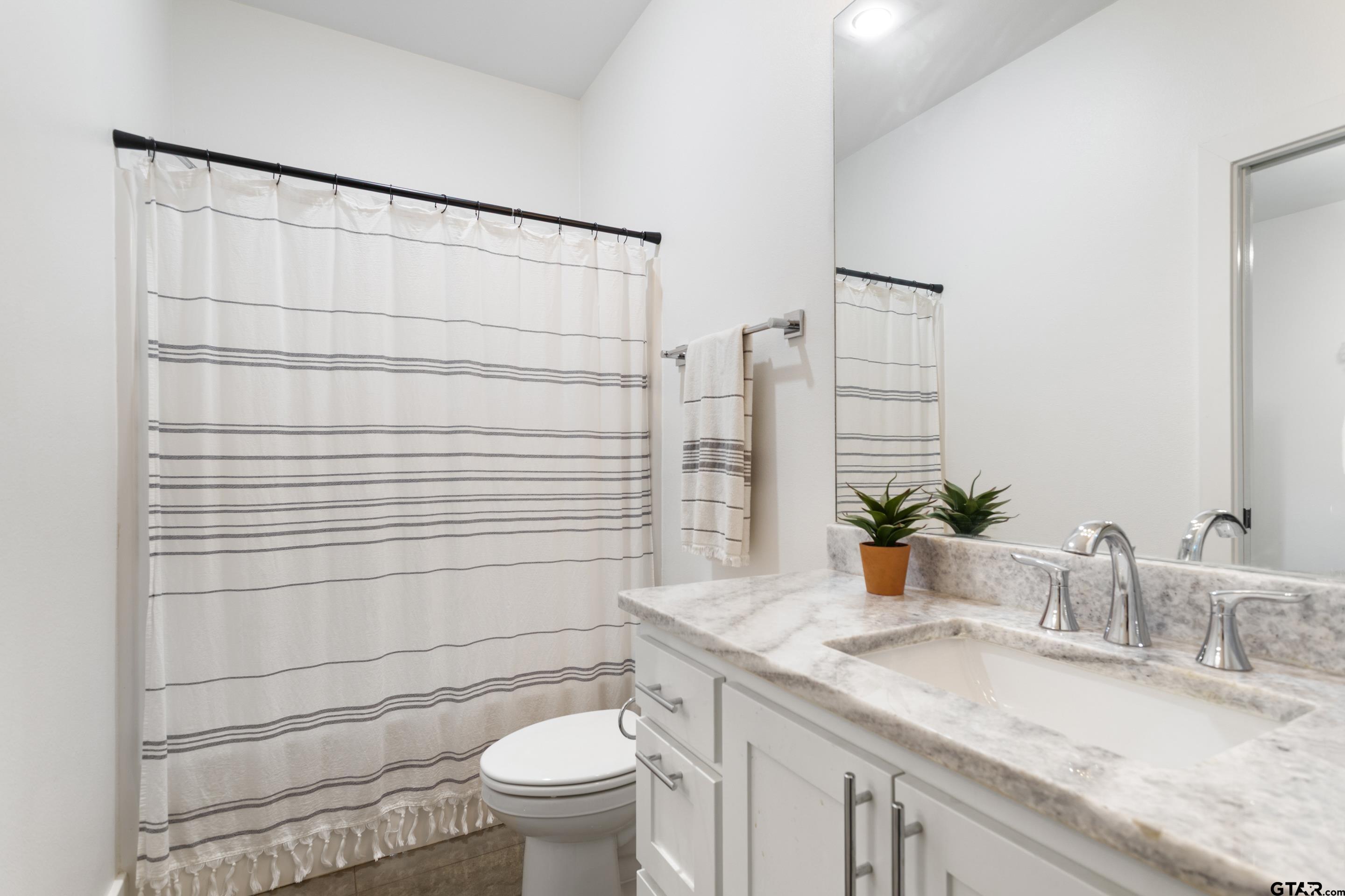 15344 County Road 196 Tyler, TX 75703 - Photo 25 of 48 a bathroom with a granite countertop sink toilet and shower