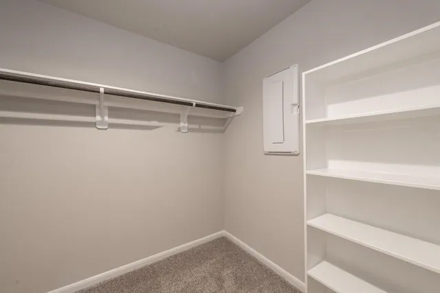 a view of an empty walk in closet