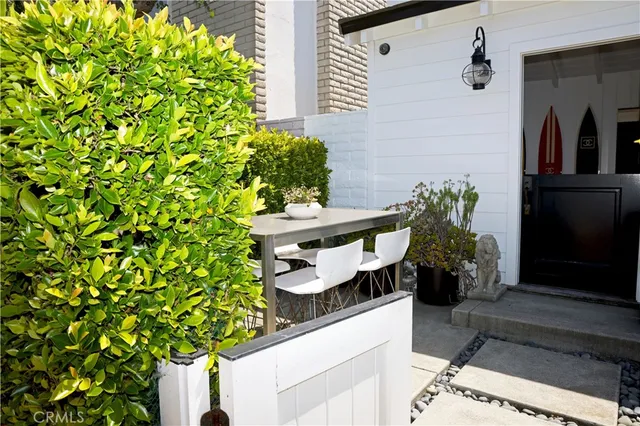 a potted plant sitting in front of a house