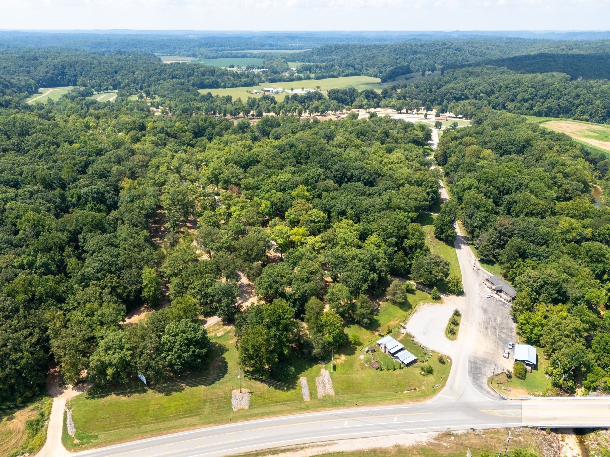 885 Dyer Road Hurricane Mills, TN 37078 - Photo 36 of 36 an aerial view of residential houses with outdoor space and trees