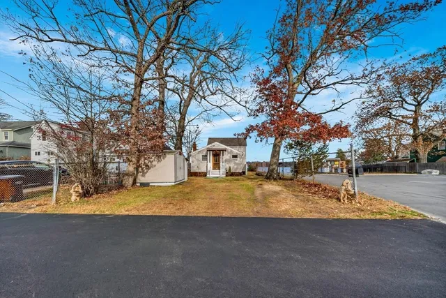 a view of yard with tree in front of it