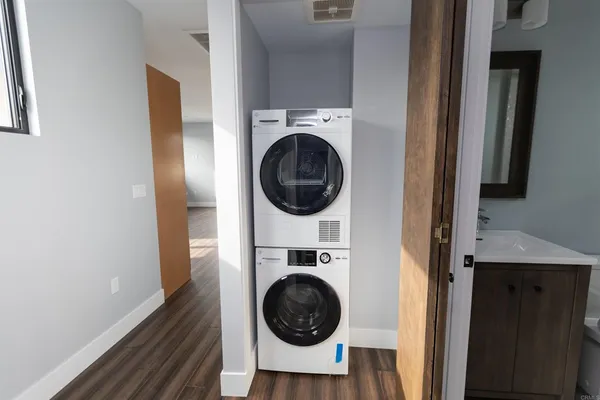 a utility room with dryer and washer