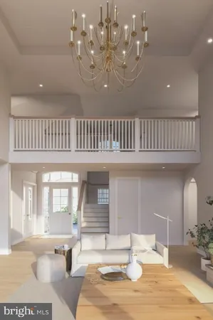 a view of a livingroom with a chandelier