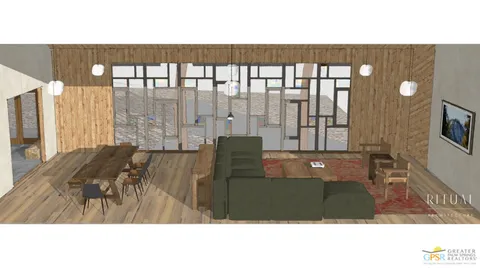 a view of a living room and bathroom