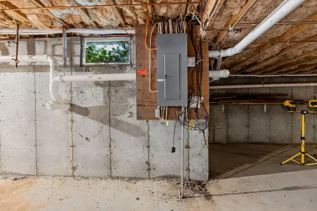 a view of a back yard from a balcony