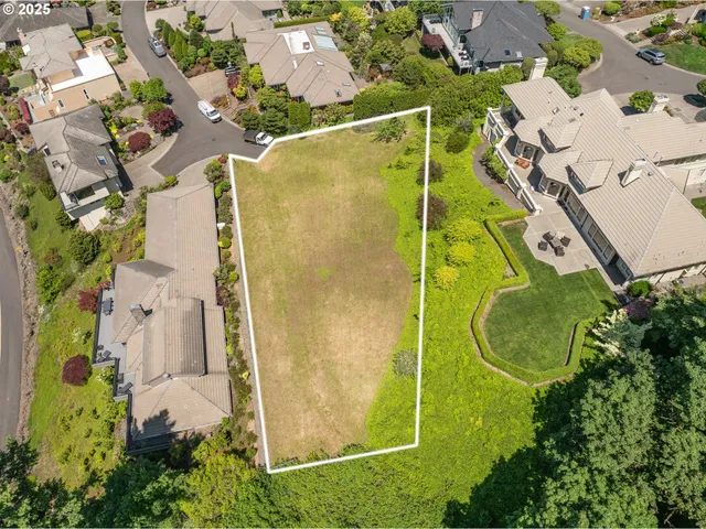 an aerial view of a swimming pool