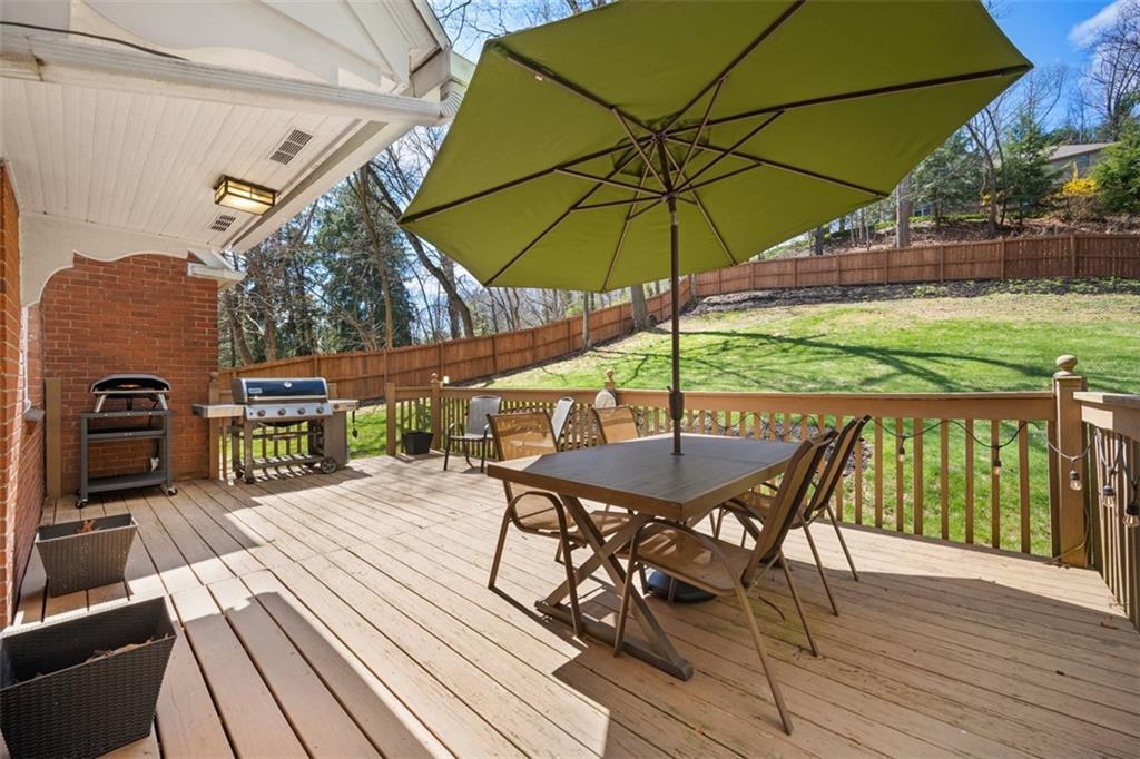 106 Sycamore Drive Pittsburgh, PA 15237 - Photo 30 of 41 a view of a roof deck with table and chairs under an umbrella