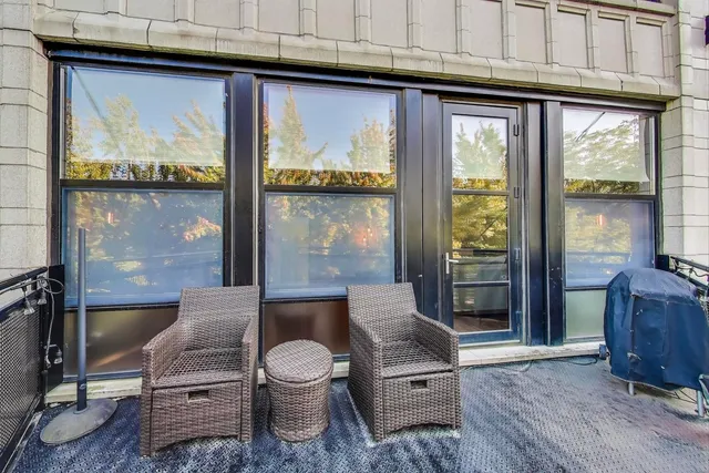 a view of outdoor space with seating