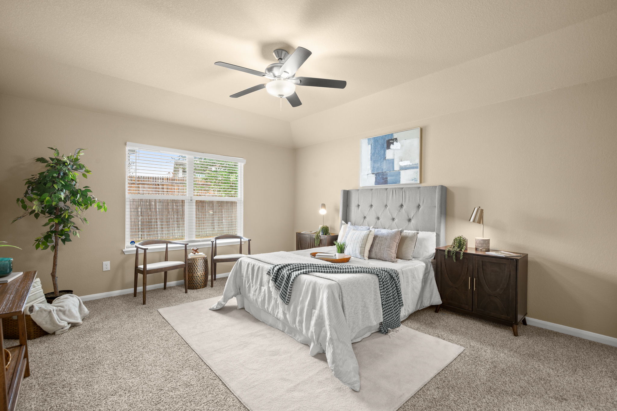 3100 Crystal Bend Drive Pflugerville, TX 78660 - Photo 5 of 32 Carpeted bedroom featuring a ceiling fan and baseboards