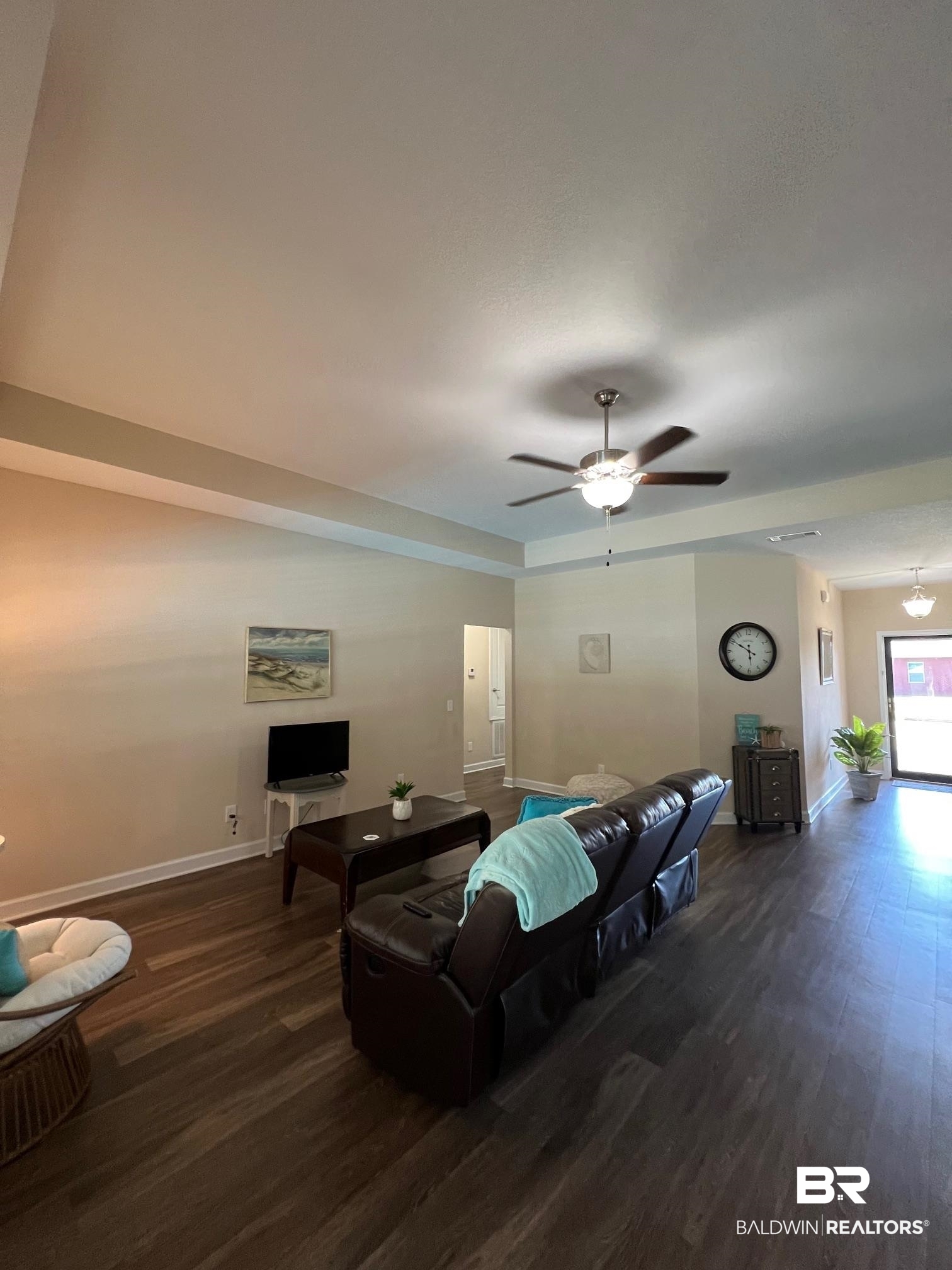 10257 Lyttleton Loop Lillian, AL 36549 - Photo 6 of 31 Living area with dark wood-style flooring and a ceiling fan