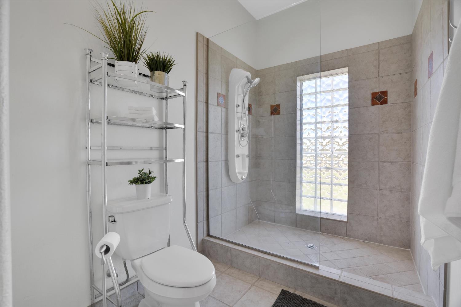 20170 River Road Stevinson, CA 95374 - Photo 62 of 77 a bathroom with a shower a toilet and a window