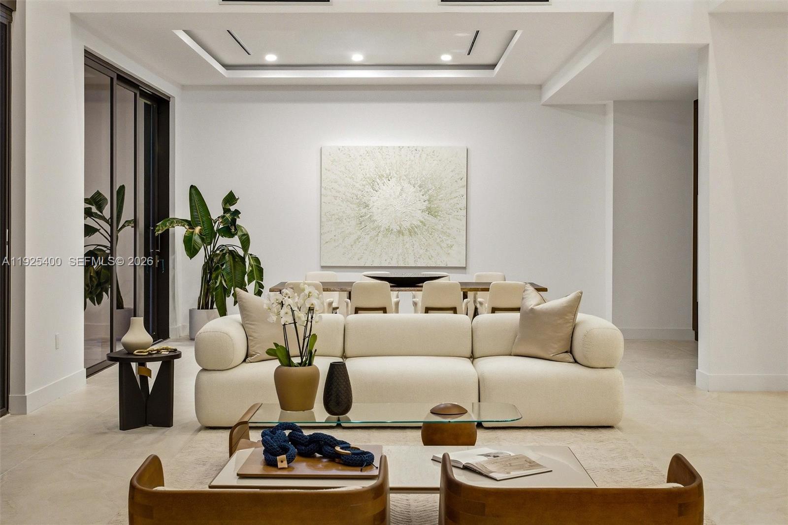 9840 Southwest 73rd Court Pinecrest, FL 33156 - Photo 12 of 67 Living Room | Tray Ceiling | Designer Furnishings | Open Floor Plan