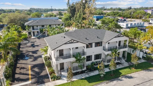 an aerial view of a house