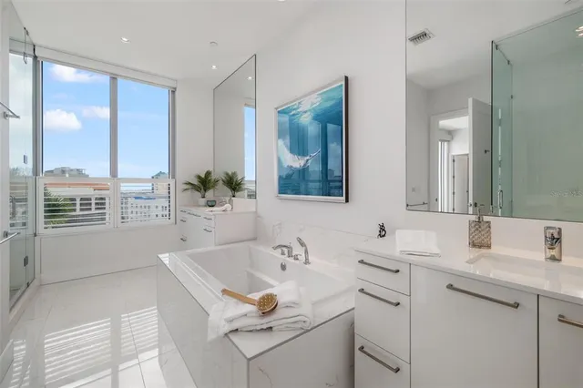 a view of a balcony with city view