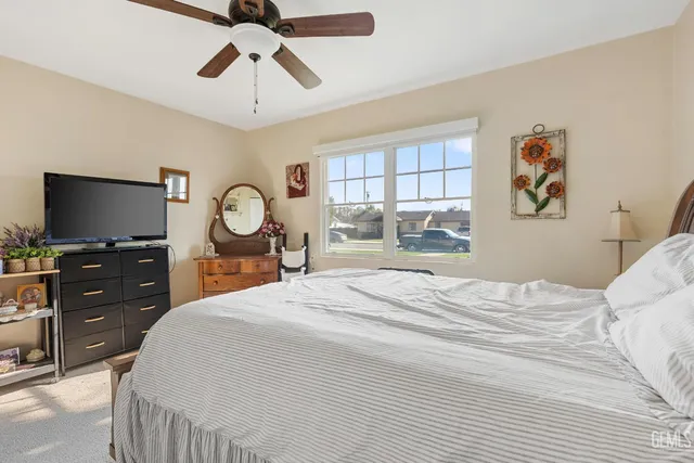 a view of a backyard with plants and palm trees