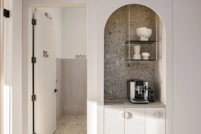 a picture of a bathroom with a sink and mirror