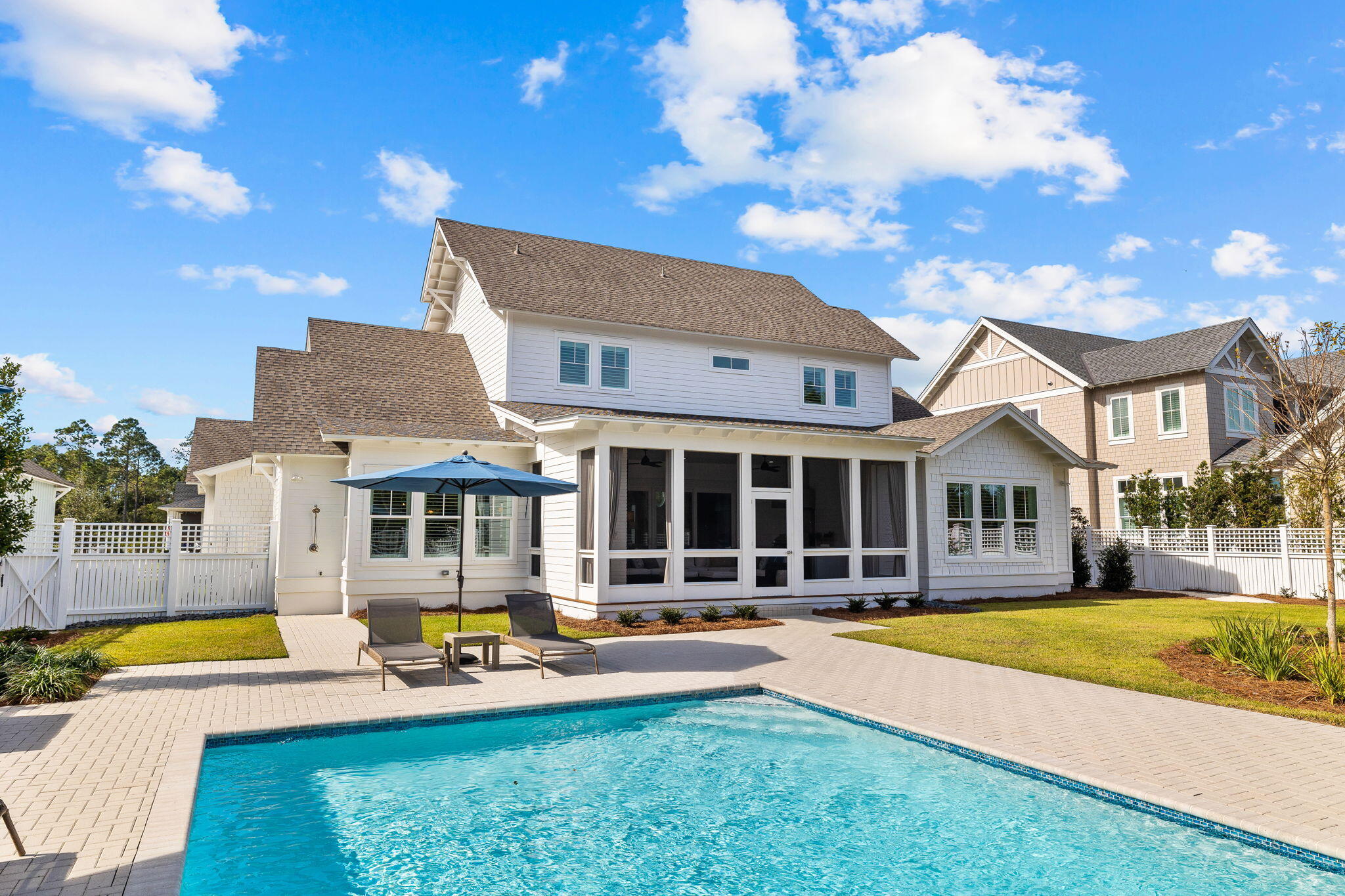 201 Needle Cast Ln Inlet Beach Inlet Beach, FL 32461 - Photo 19 of 92 a view of a house with swimming pool and porch with furniture