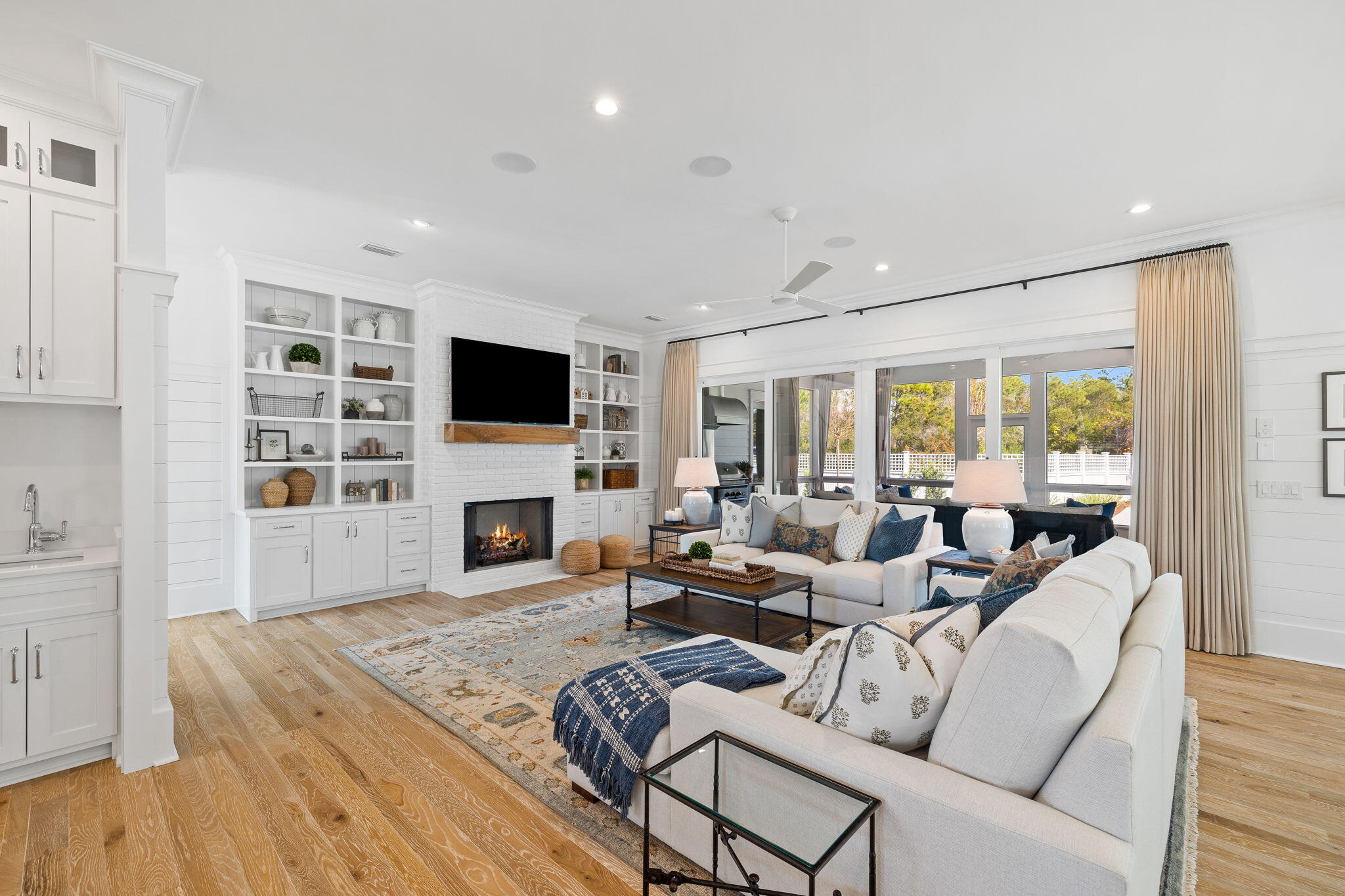 201 Needle Cast Ln Inlet Beach Inlet Beach, FL 32461 - Photo 27 of 92 a living room with fireplace furniture and a flat screen tv