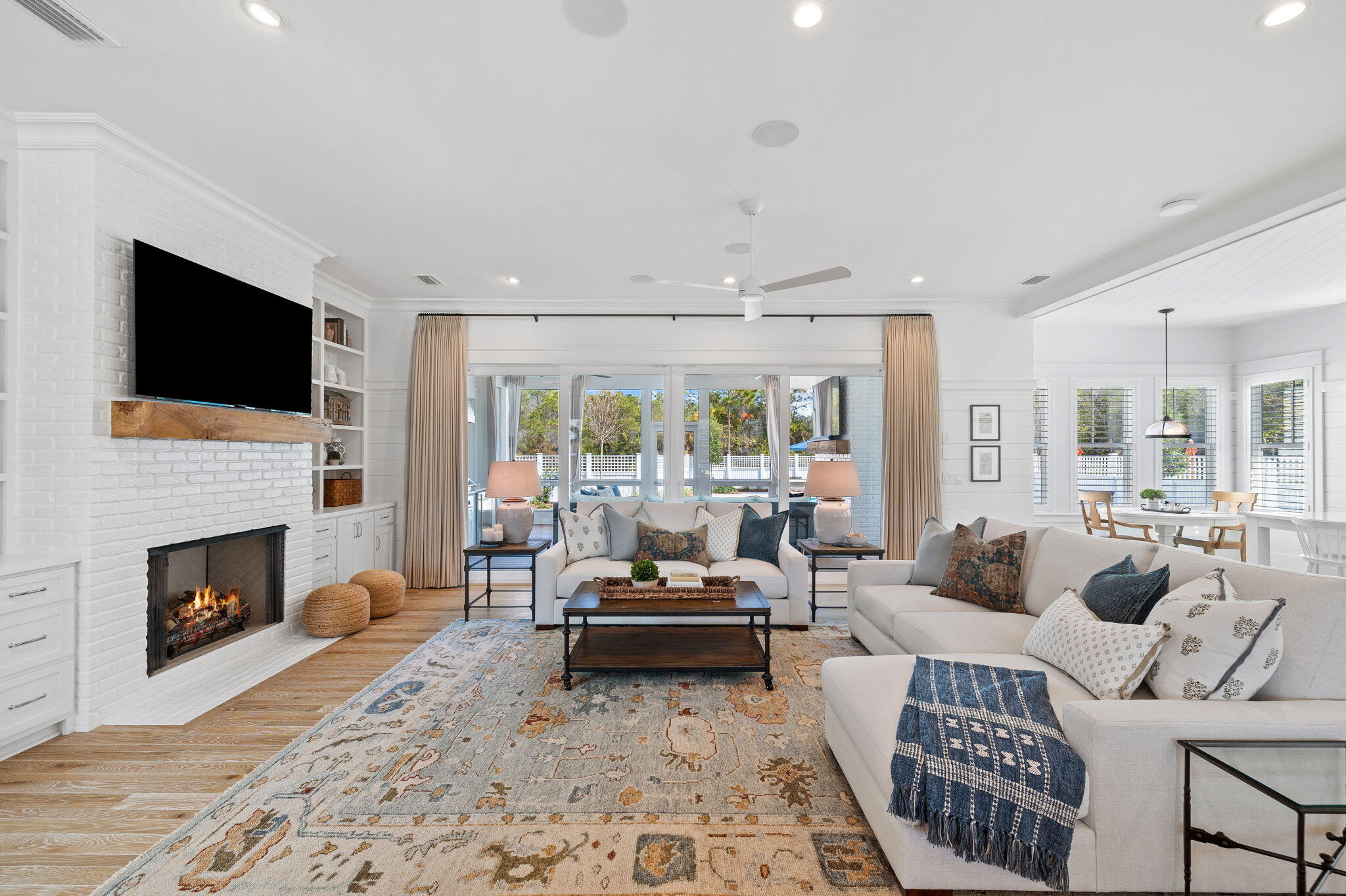 201 Needle Cast Ln Inlet Beach Inlet Beach, FL 32461 - Photo 28 of 92 a living room with furniture fireplace and flat screen tv