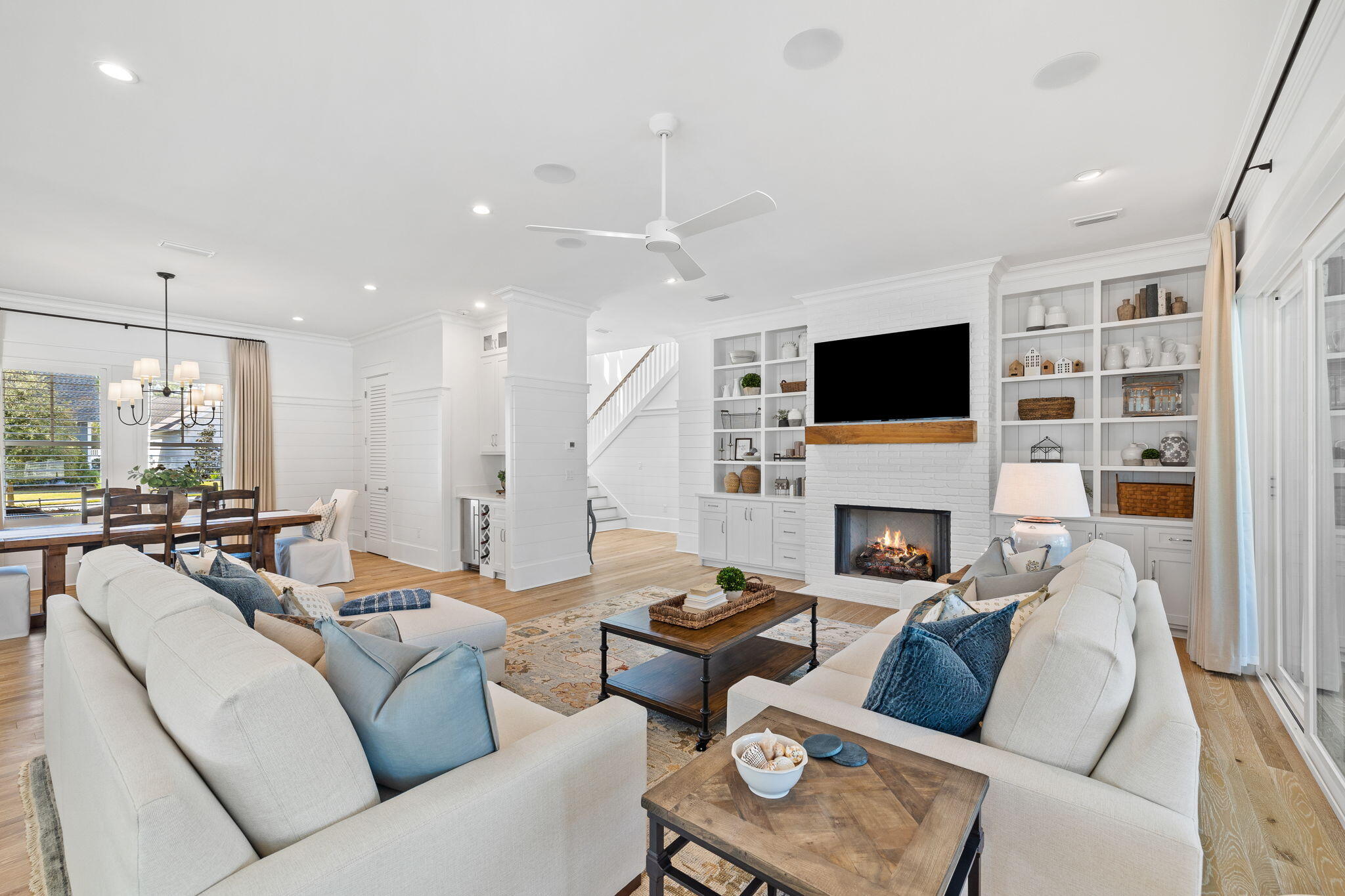 201 Needle Cast Ln Inlet Beach Inlet Beach, FL 32461 - Photo 29 of 92 a living room with furniture fireplace and a flat screen tv