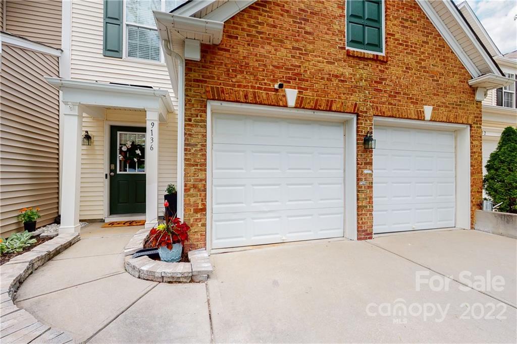 front view of a house with a patio