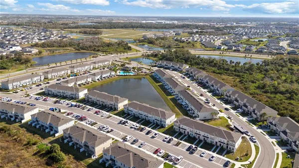 a view of a city with tall buildings