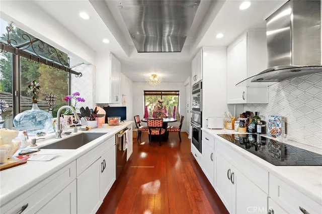 a kitchen with lots of counter top space