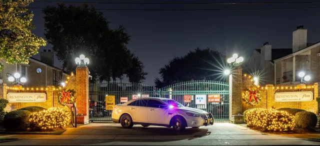 a front view of a building with street view