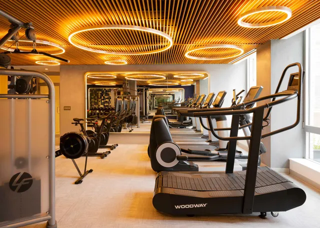 a room with gym equipment