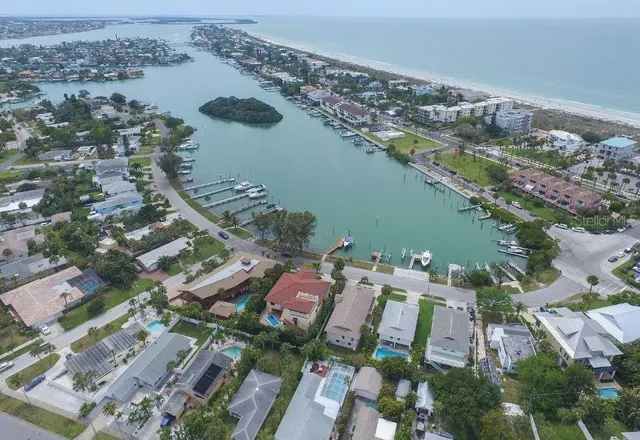 an aerial view of a house with a outdoor space