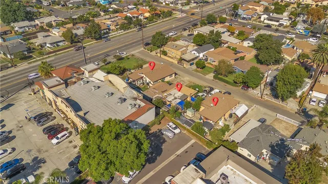 an aerial view of a residential houses