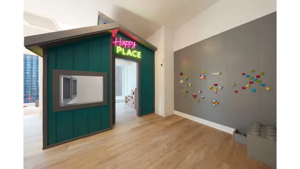 a room with window and closet
