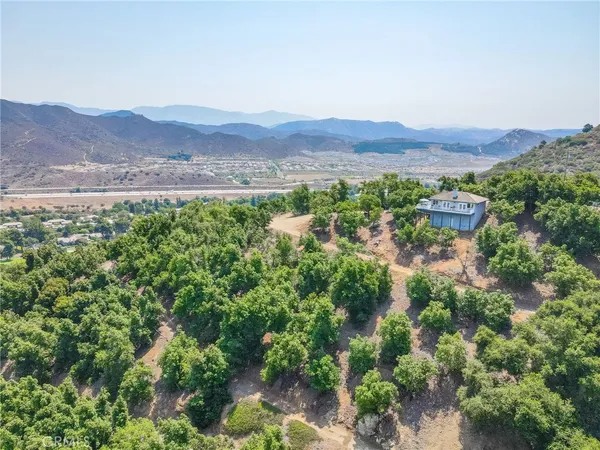 an aerial view of a and mountain