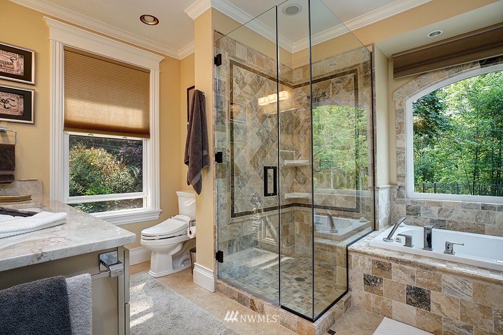 25205 Northeast 39th Way Redmond, WA 98053 - Photo 13 of 25 a bathroom with a granite countertop tub shower and sink