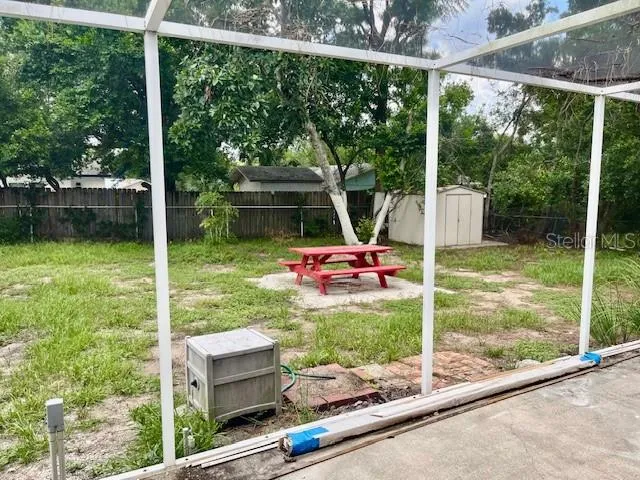 a view of a sink and garden