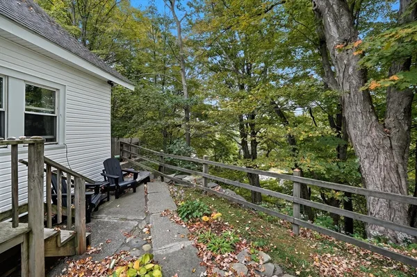a view of a house with a backyard