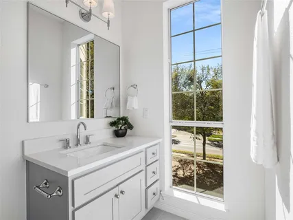 a bathroom with a bathtub