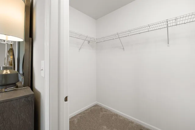 a view of a room with racks on the wall