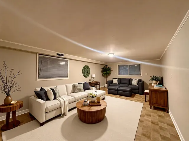 a living room with furniture and a couch