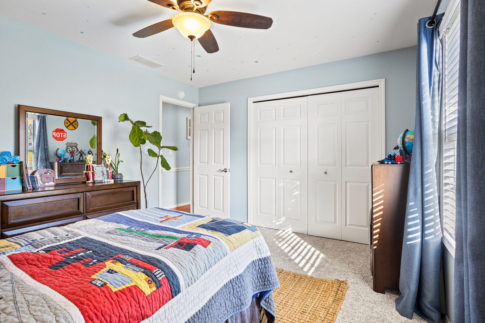 1 Morfey Court Monticello, IL 61856 - Photo 41 of 61 a bedroom with a bed and a chandelier