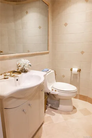 a bathroom with a sink toilet and mirror
