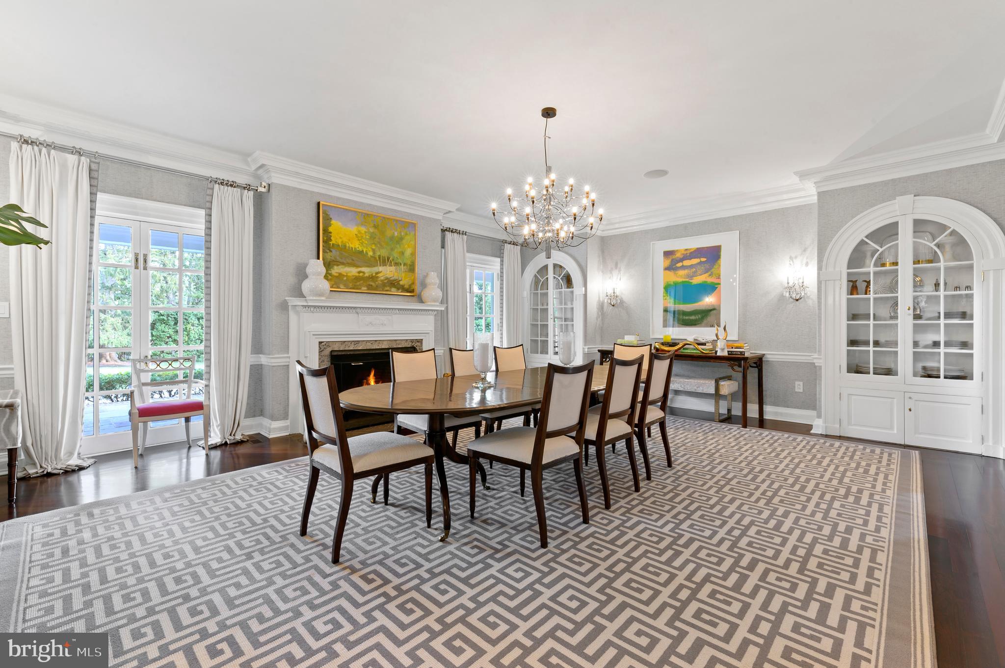 375 North Spring Mill Road Villanova, PA 19085 - Photo 21 of 70 Dining Room w/ built-in cabinets and porch access