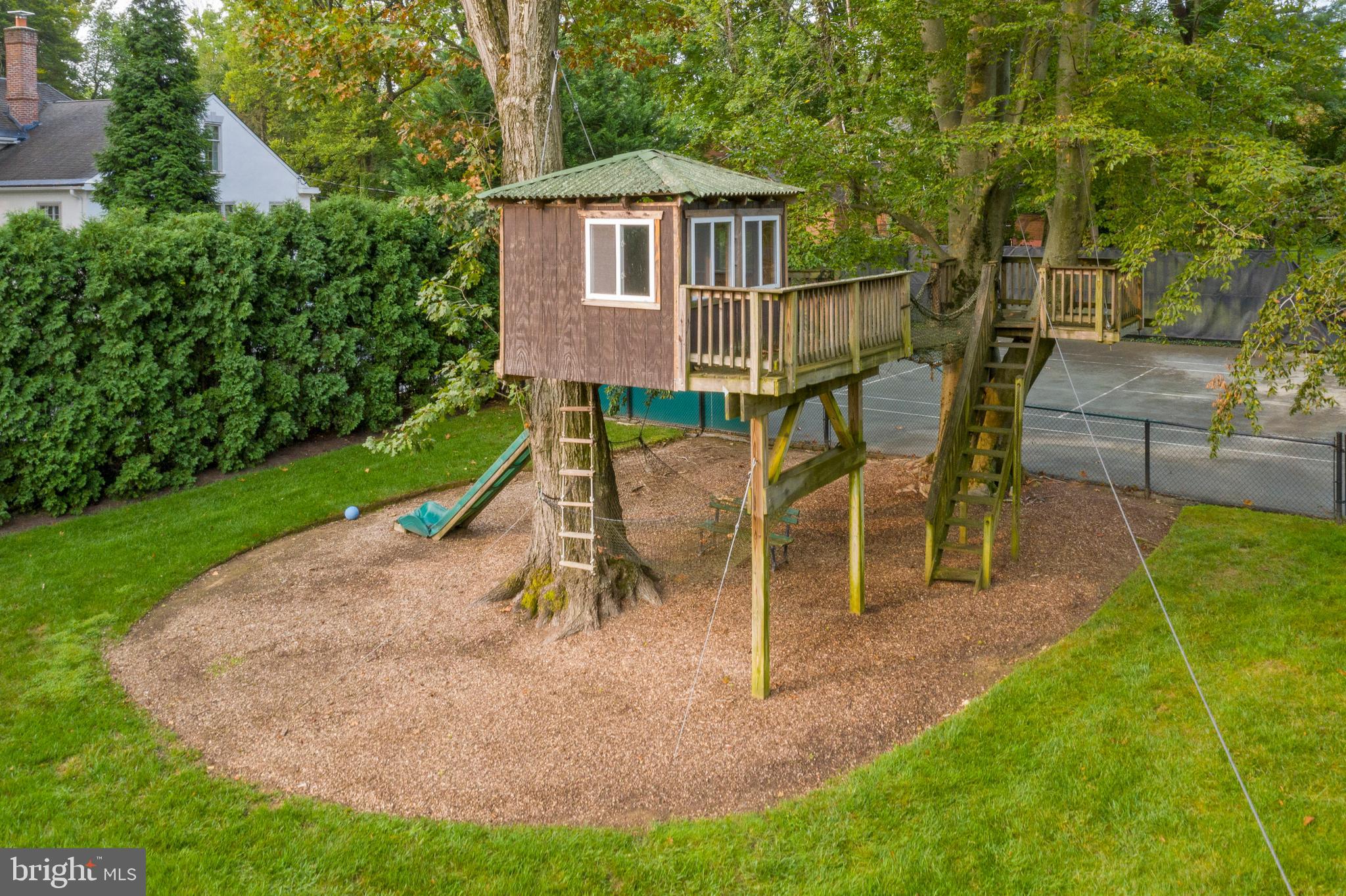 375 North Spring Mill Road Villanova, PA 19085 - Photo 65 of 70 Tree house with tennis/basketball court adjacent