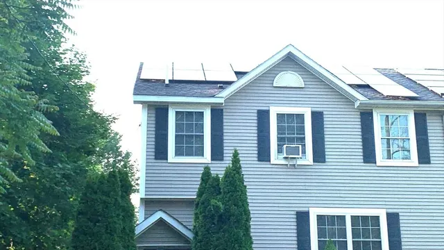 a view of a house with a yard and potted plants